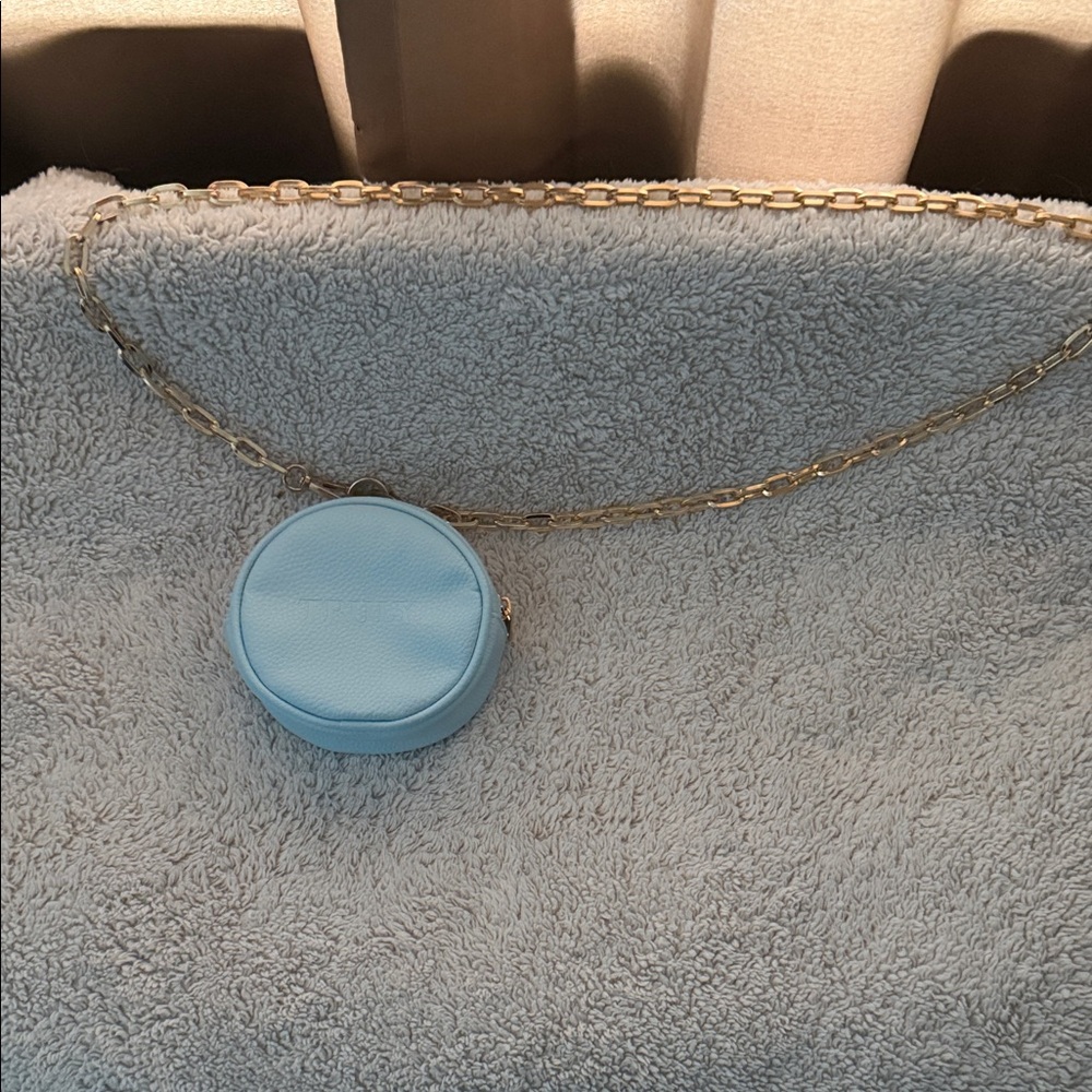 TRULY Light Blue Crossbody Bag with Gold Chain